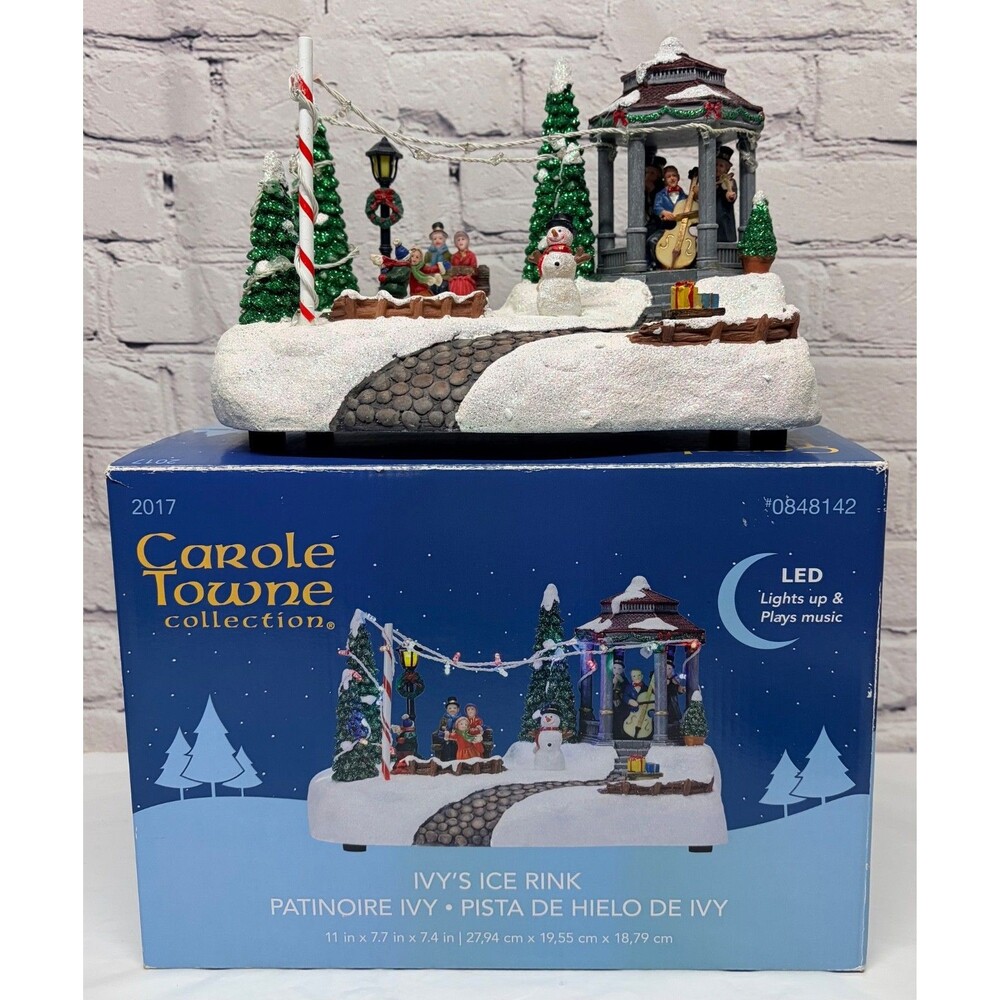 Carole Towne Ivys Ice Rink Animated Musical Light Up  Christmas Village
